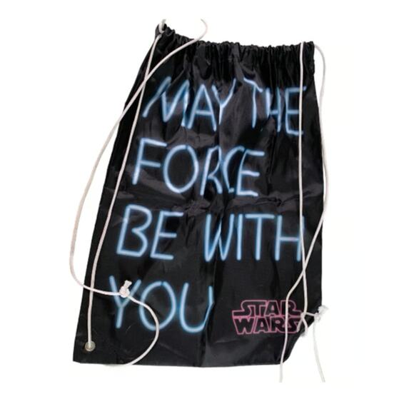 Star Wars Backpack Cinch Bag Purse Black Drawstring Polyester Lucasfilm - Picture 5 of 5